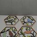 CHDITB 4Pcs Wooden Bird on Birch Tree Branch Wall Art, Boho Modern Green Leaves Silhouette Bird Laser Cut Artwork, Rustic Farmhouse Nature Wall Hanging Decoration for Living Room Bedroom(11"x 10")