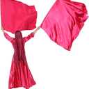Wuchieal 51'' * 45'' rectangle Worship Flags, silk like Prophetic Worship Banner Praise Flags with Scalable Rods 1 pairs (Dark pink)