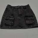 Girl's Denim Cargo Skirt Y2K Solid Low Waist Button Bodycon A Line Denim Skirt Slim Fit Mini Skirt with Flap Pocket, 10Y