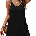 Ekouaer Swimsuit Coverup for Women Sleeveless V Neck Bathing Suit Cover Up Summer Swimwear Beach Cover Ups with Pockets, S