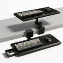 Adjustable Under Desk Keyboard Tray with Drawer, 25"Ã—10.6" Ergonomic 360Â° Rotating Keyboard Stand with Wrist Rest, Clamp On Keyboard Tray and Mouse for Office Gaming Studying, Black