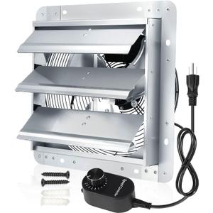 Shutter Exhaust Fan, 14 inch Wall Mount Attic Fans w/Speed Controller,1558 CFM,Chicken Coops Vent Fan for Greenhouse, Gable, Barn, Garage, Shed Ventilation Fan