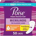 Poise Daily Microliners, Incontinence Panty Liners for Bladder Leaks, 1 Drop Lightest Absorbency, Long Length, 50 Count of Pantiliners Pack Of 2