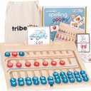 Montessori Learning Toy for 4 Year Old Kids and up | Wooden Educational Alphabet Board with Flashcards | PreK Essentials for Reading & Spelling. Great Homeschool CVC Word Game Gift for Boys & Girls