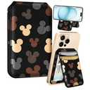 Shorogyt Compatible with Magsafe Wallet for Magnetic Fold Card Holder for Women - Cute Phone Wallet for iPhone 16/ 15/ 14/ 13/ 12 Series, RFID Blocking Stand Printed Leather Fit 4 Cards, Miqi