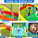 WELLFUNTIME Bouncy Castle & Bounce House, Inflatable Bouncer with Air Blower, Kids Jumping Castle with Slide, Ball Pit & Dart Target Game, 143x137x68 Inch