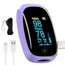 Rechargeable pulse oximeter with respiration , with SpO2 Pulse Rate and PI RR Precision Fast Oximeter SpO2 Reading Outdoor Sports Home (Purple)