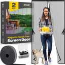 Hands-Free Magnetic Screen Door, [2 Pack] Heavy Duty, Self Sealing Screen Door Mesh Protector, Pet/Kid-Friendly, Stay-Open Buckle, Keeps Bugs Out While Letting Nature in, Fits Door (39.4" x 82.7")