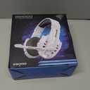 BENGOO Pro Gaming Headset for PS4 PS5 PC Xbox One Controller, Noise Cancelling Over Ear Headphones with Mic, LED Light, Bass Surround, Soft Memory Earmuffs for Laptop Mac - White