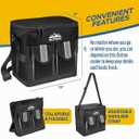 Black Padded Insulated Cooler  30 Can Capacity - Soft Collapsible Leak Proof Tote for Camping, Picnics and Travel  Large Main Compartment, 2 Front Pouches, Handle and Shoulder Strap - Outrav