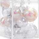Christmas Ornaments Ball Set-Shatterproof Clear Plastic Decorative Baubles for Xmas Tree House Holiday Wedding Party Decoration,20pcs White (Style 4)