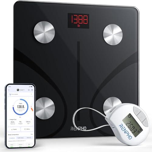 RENPHO Smart Scale and Tape Measure, Digital Bluetooth Scale with Tape Measure for Body Measuring, Weight Loss, Muscle Gain, Gift, 400lbs, Inches/cm
