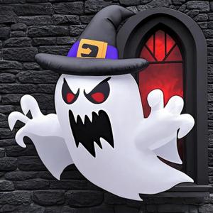 5 FT Halloween Decorations Window Inflatable Ghost with Build-in LEDs, Blow Up Flying Ghost, Blow Up Flying Ghost Broke Out from Windows for Halloweeen,Outdoor, Yard, Garden, Lawn Decoration