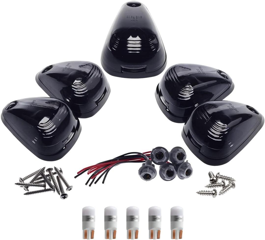 HERCOO Smoke Roof Cab Marker Lights Lens w/LED Assembly Aftermarket Replacement Compatible with Ford F150 F250 F350 F450 F550 Super Duty (Qty:5)
Amazon's Choice