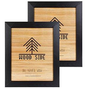 Rustic Wooden Picture Frame 12x10 - Black - Set of 2-100% Natural Eco Solid Wood with High Definition Real Glass for Wall Mount and Desktop Photo Frame