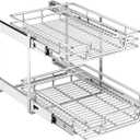 2-Tier Kitchen Cabinet Pull Out Shelf and Drawer Organizer Slide Out Pantry Storaqe Basket in Multiple Sizes (15" W x18 D)