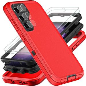 YKHJKLEC For Samsung Galaxy S23 FE Case, Military Grade 3 In 1 Next Duty, Red
