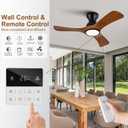 36 inch Flush Mount Ceiling Fans with Lights,Remote Control,Wall Switch,Solid Wood Blades,Dimmable,Reversible,Noiseless, Low Profile Black Ceiling Fan Indoor/Outdoor for Bedroom Patios