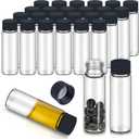 100pcs 0.5 Oz/15ml Clear Glass Vials with Screw Cap, Glass Sample Vial with PE Stopper, Leak-Proof Small Glass Bottles Jars Containers Essential Oil Bottles for Storage Liquid, Pills and Lab Use