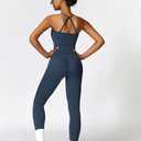 QBGJTD Womens Workout Sets Two Piece Cross Back Tank Top Matching High Waist Leggings Sets Gym Outfits Work Out Clothes (Blue, XL)
