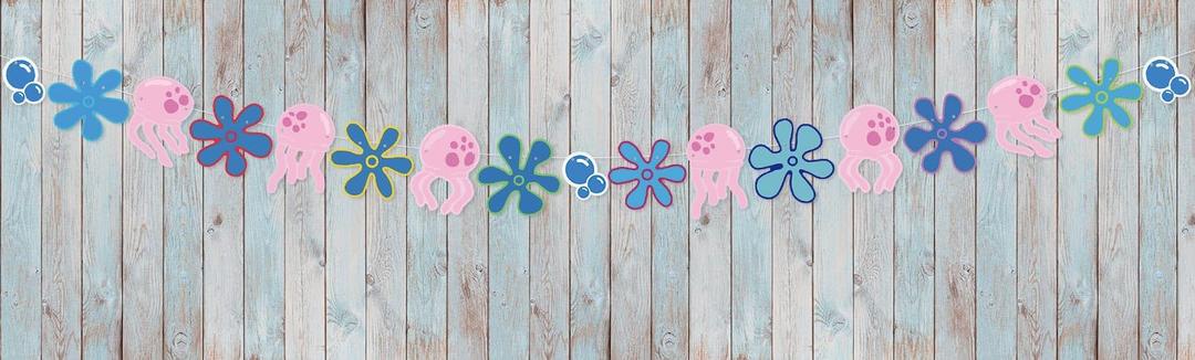 2 x Happy Birthday Decorations Jellyfish Flowers Party Banner Under the Sea Ocean Party Decor for Wedding Bridal Baby Shower Bday Party Supplies Favors