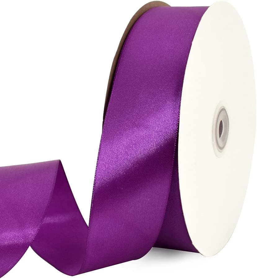 TONIFUL 1-1/2 Inch (40mm) x 100 Yards Purple Wide Satin Ribbon Solid Fabric Ribbon for Gift Wrapping Chair Sash Valentine's Day Wedding Birthday Party Decoration Hair Floral Craft Sewing