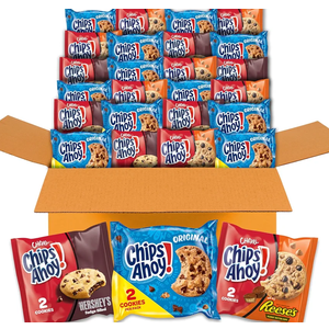 CHIPS AHOY! Cookies Variety Pack, Original Chocolate Chip, Chewy Chocolate Chip with Reese's Peanut Butter Cups & Chewy Hershey's Fudge Filled Soft Cookies, 50 Snack Packs (EXP 14FEB2026)