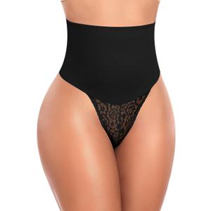 Tummy Control Thong Shapewear for Women High Waist Body Shaper Panties Girdle Lace Shaping Underwear (Medium)