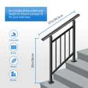 Upgrade 2 in 1 Stair&Horizontal Handrails, Adjustable 2 Pack 3 Step Deck Railing Kits, Black Wrought Iron Hand Rails for Outdoor Steps,Concrete Step, Porch Railing