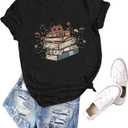Teacher Shirts for Women Funny Cute Outfit Graphic Shirt Short Sleeve Casual Letter Printed Tee Tops, L