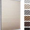MYshade 1.5-Inch Cellular Cordless Blackout Shades,Thermal Insulating Noise Reducing Waterproof Blinds,Honeycomb Window Treatments for Indoor Light Control (Beige-35.5" W x 72" H)