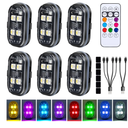 Upgraded 4LEDs 6PCS Wireless LED Strobe Lights with Remote Control, 8 Colors Type-C Rechargeable Led Lights Anti Collision Warning Light for Car Motorcycle Bike Drone Aircraft