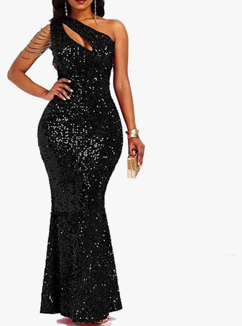 Cololura Women Sequin Elegant Sexy One Shoulder Tassel Mermaid Bodycon Cocktail Evening Dress M Cololura Women Sequin Elegant Sexy One Shoulder Tassel Mermaid Bodycon Cocktail Evening Dress M