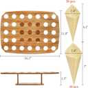 Ice Cream Cone Holder Stand with 100pcs Wooden Cones, 35 Holes Ice Cream Stand, Charcuterie Cones for French Fry Holder, Waffle Cones, Food Display, Catering Supplies, 12"x16"