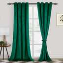 XWZO Emerald Green Velvet Curtains 96 Inches Long, Elegent Soft Luxury Curtains for Living Room, Thermal Insulated Room Darkening Emerald Green Curtain for Bedroom Decor, Velvet Drapes Set 2 Panels
