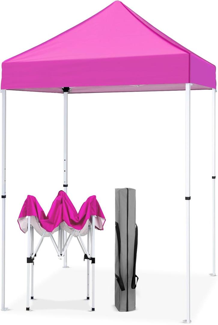 EAGLE PEAK 5x5 Pop Up Canopy Tent Instant Outdoor Canopy Easy Set-up Straight Leg Folding Shelter, Pink
