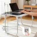 Laptop Desk for Bed, Adjustable Height Laptop Bed Table, Foldable Lap Desk with USB Charge Port, Desktop Card Slot, Side Drawer, Book Shelf, Portable Lap Tray for Eating Reading Working Sofa & Floor