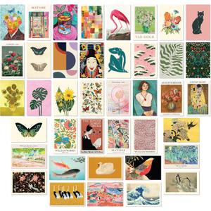 97 Decor Eclectic Wall Art Prints - 40 Small Eclectic Wall Collage Kit For Teen Girls Bedroom, Colorful Art Posters For Room Aesthetic Pictures, Cute Maximalist Home Decor Famous Artist Painting (4x6)
