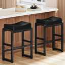HOOBRO Bar Stools Set of 2, Counter Height Bar Stools, Saddle Barstools, 17.3"L x 11"W x 25.1"H