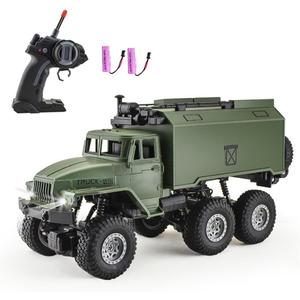 GoolRC RC Military Truck, 1:16 Scale 6WD Remote Control Car, Off-Road RC Truck with LED Light and 2 Batteries, All Terrain Army Transport Vehicle for Adults