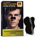80 Pcs Blackhead Remover Pore Strips, Black Head Remover for Face, Natural Charcoal Nose Strips for Pore Cleaner, Large Size Nose Pore Strip for Men Women for Oil Blackheads & Whiteheads Remover