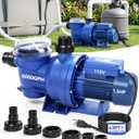 LuxBlue 1.5HP In/Above Ground Pool Pump | Powerful Self-Priming Pool Pumps | Max 6060GPH, 52FT Head Lift for Energy Efficient Water Circulation & Filtration, Includes 1.25"/1.5"/2" Hose Connectors