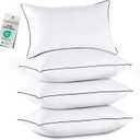 JOLLYVOGUE King Size Pillows Set of 4, Collection Bed Pillows for Sleeping, Hotel Quality Pillows for Side, Back and Stomach Sleepers, Soft and Supportive Oeko-Tex Certified Down Alternative Filling