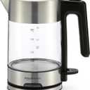 Amazon Basics Electric Kettle with Glass Carafe for Tea and Coffee, Fast Boiling, Auto Shut-Off, Boil-Dry Protection, Temperature Control, Removable Filter, 1 Liter, 1500W, BPA-Free