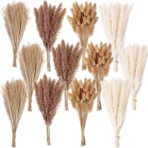 300 PCS Dried Flower Bouquet Pampas Grass, Floral Decor for Home, Wedding, and Boho Style | Perfect for Vases, Fall, Spring, Summer, and Winter Arrangements