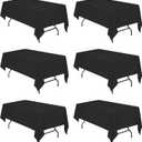 BRILLMAX 6 Pack Black Tablecloths 60 x 102 Inch for 6ft Rectangle Tables - 150 GSM Polyester Fabric, 15" Standard Drop, Water, Stain & Wrinkle Resistant Cloth Cover for Wedding Banquet Dining Buffet