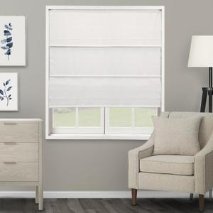 CHICOLOGY Cordless Roman Shade for Windows & French Doors, Ridgewood Ultra White, Privacy + Light Filtering Linen Look Fabric w/White Liner, True to Size, Inside/Outside Mount, 48" W x 72" H