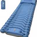 Camping Sleeping Pad, 4" Thick Ultralight Inflatable Sleeping Mat with Pillow & Built-in Pump, Camping Air Mattress for Backpacking, Hiking, Tent, Travel (Blue), 79x27x4 inches