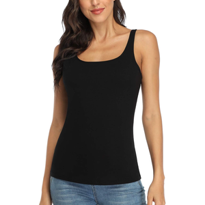 Women's Cotton Tank Top with Shelf Bra Adjustable Wider Strap Camisole Basic Cami Tanks Size M