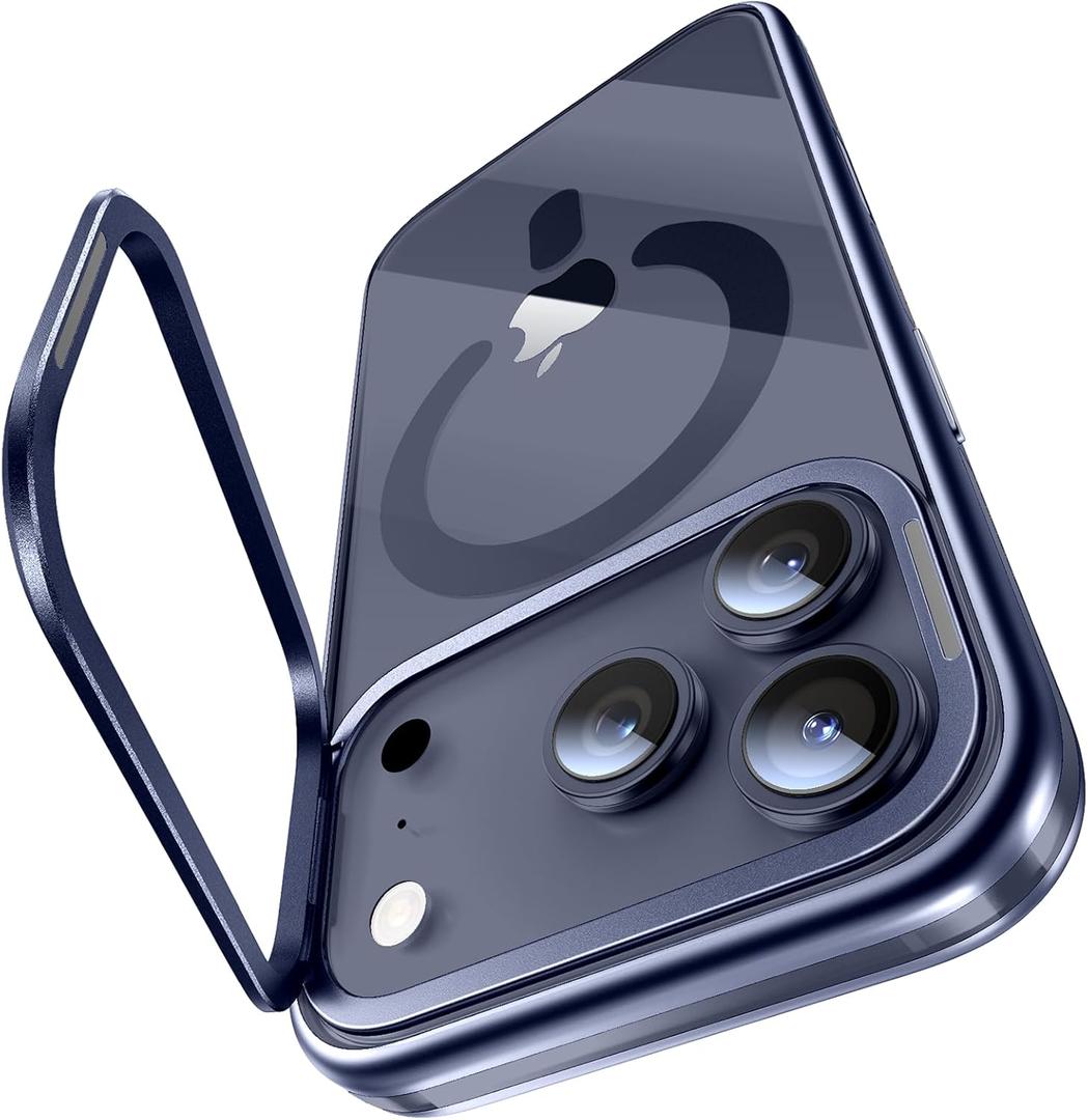 Lens Stand for iPhone 17 Pro Max Case (with Camera Control Button) Compatible with MagSafe, Military-Grade Drop Protection Magnetic Phone Case for iPhone 17 Pro Max Clear Cover, Deep Blue